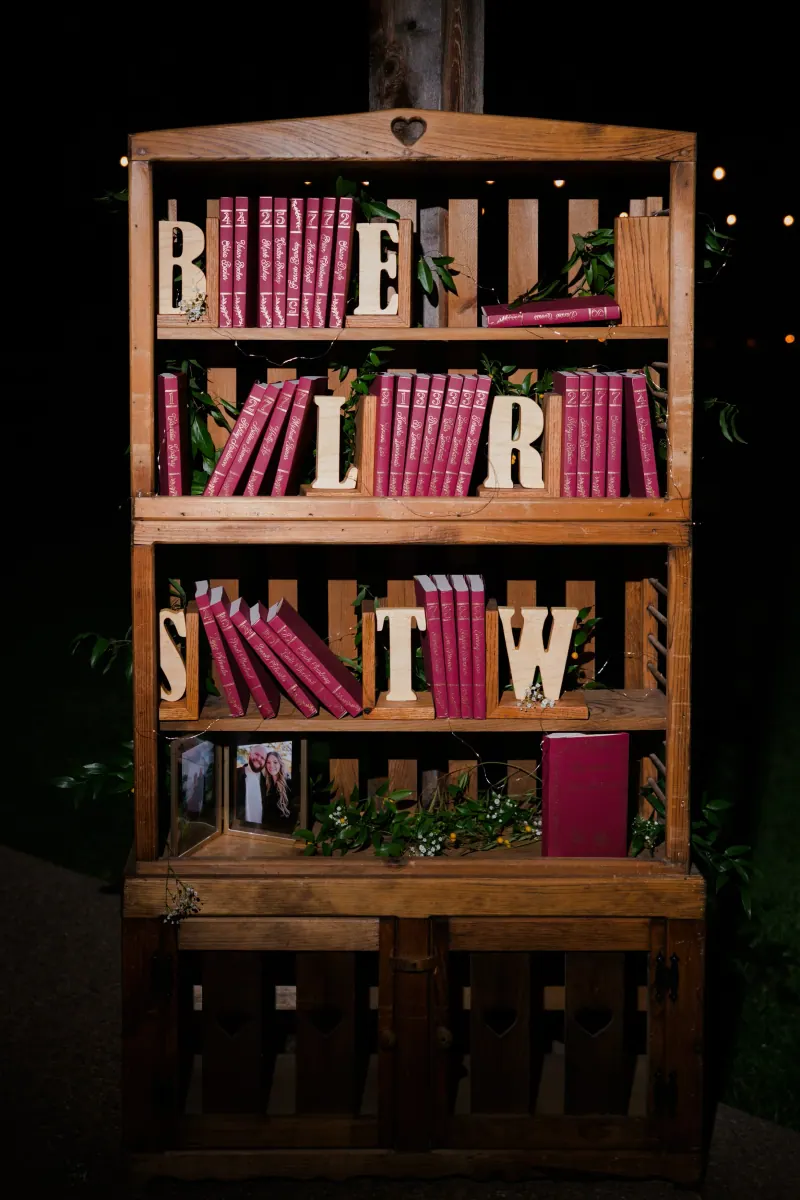 Book-spine seating chart display
